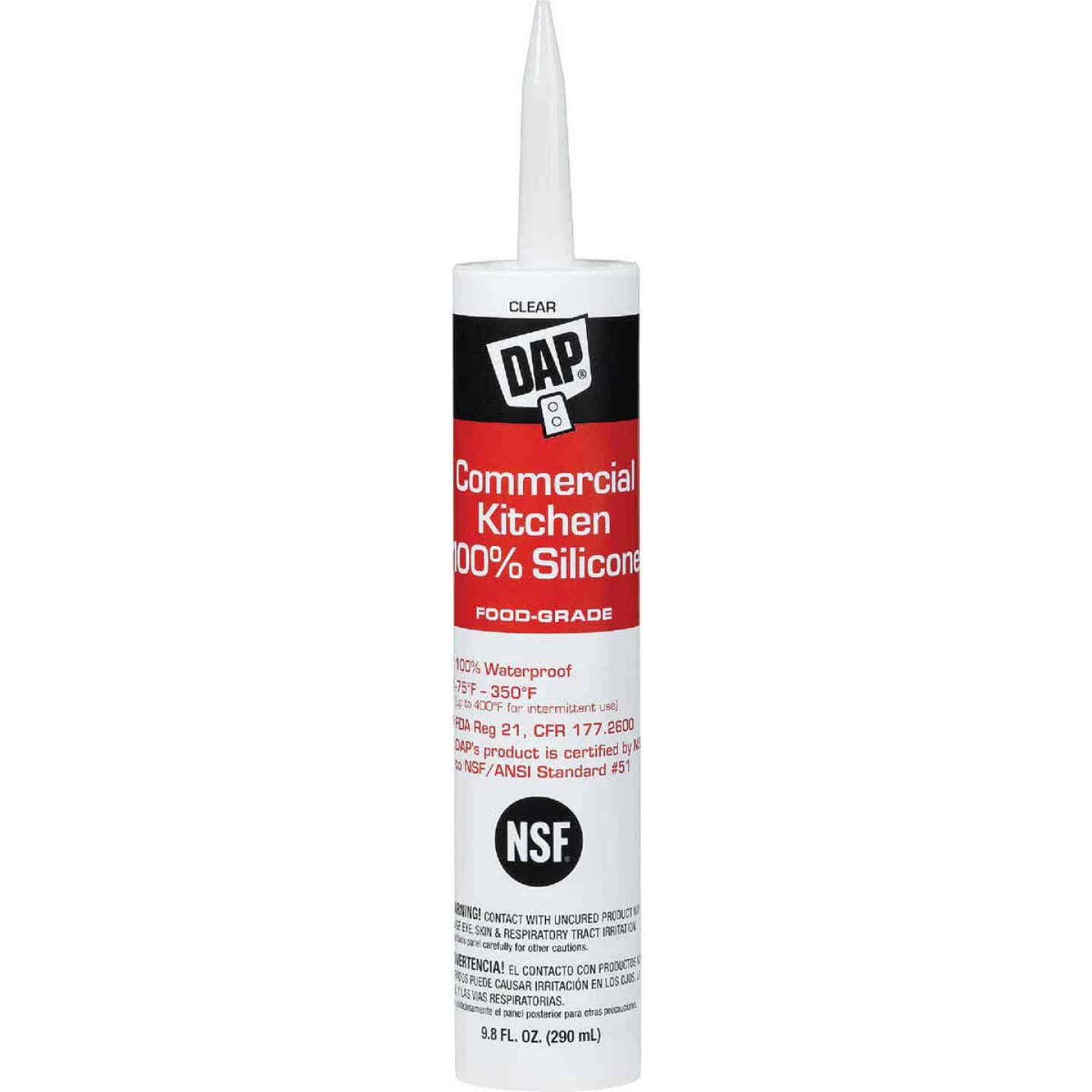 DAP 9.8 Oz. Commercial Kitchen Food-Grade Silicone Sealant, Clear 3 DAP 9.8 Oz. Commercial Kitchen Food-Grade Silicone Sealant, Clear