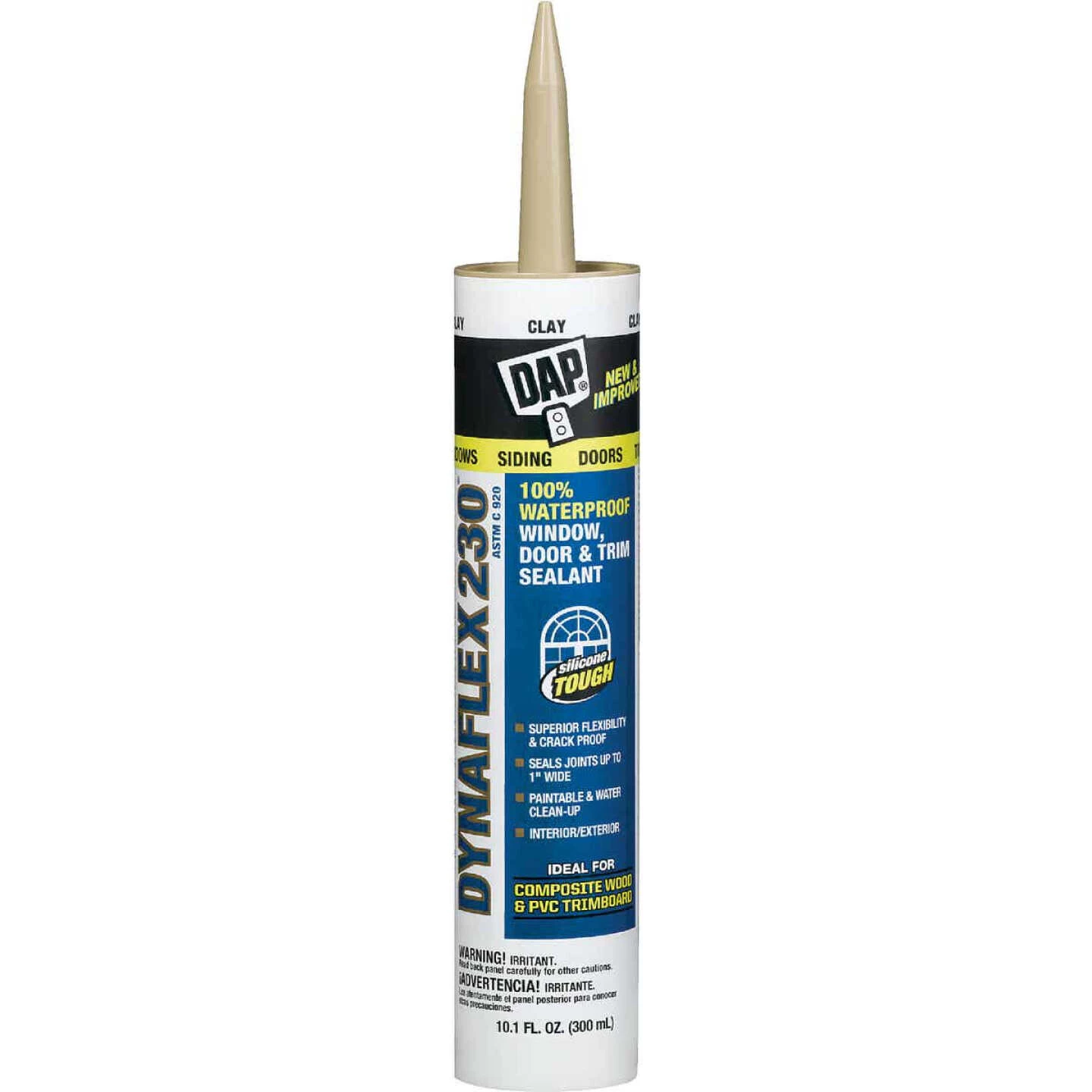 DAP DYNAFLEX 230 10.1 Oz. 100% Waterproof Window, Door, Siding & Trim Elastomeric Sealant, Clay 3 DAP DYNAFLEX 230 10.1 Oz. 100% Waterproof Window, Door, Siding & Trim Elastomeric Sealant, Clay