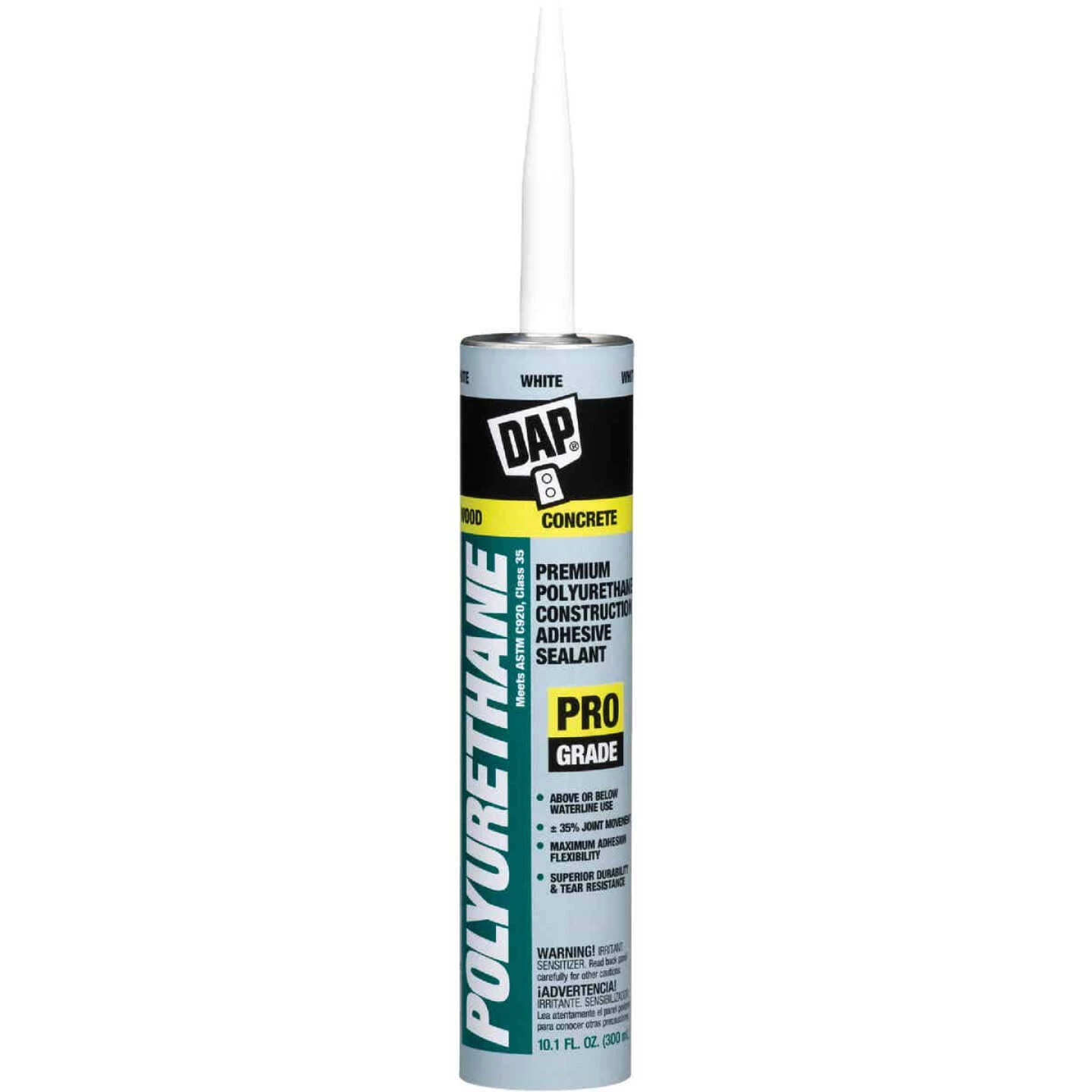 DAP 10.1 Oz. Premium Polyurethane Construction Adhesive Sealant, White 3 DAP 10.1 Oz. Premium Polyurethane Construction Adhesive Sealant, White